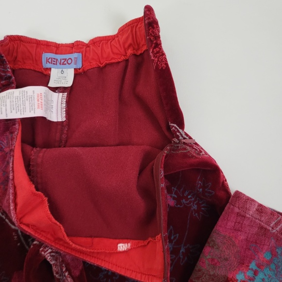 KENZO Bell Bottoms Wide Leg High Rise Velvet Abstract Size 5/6/7 Pants - Picture 8 of 9